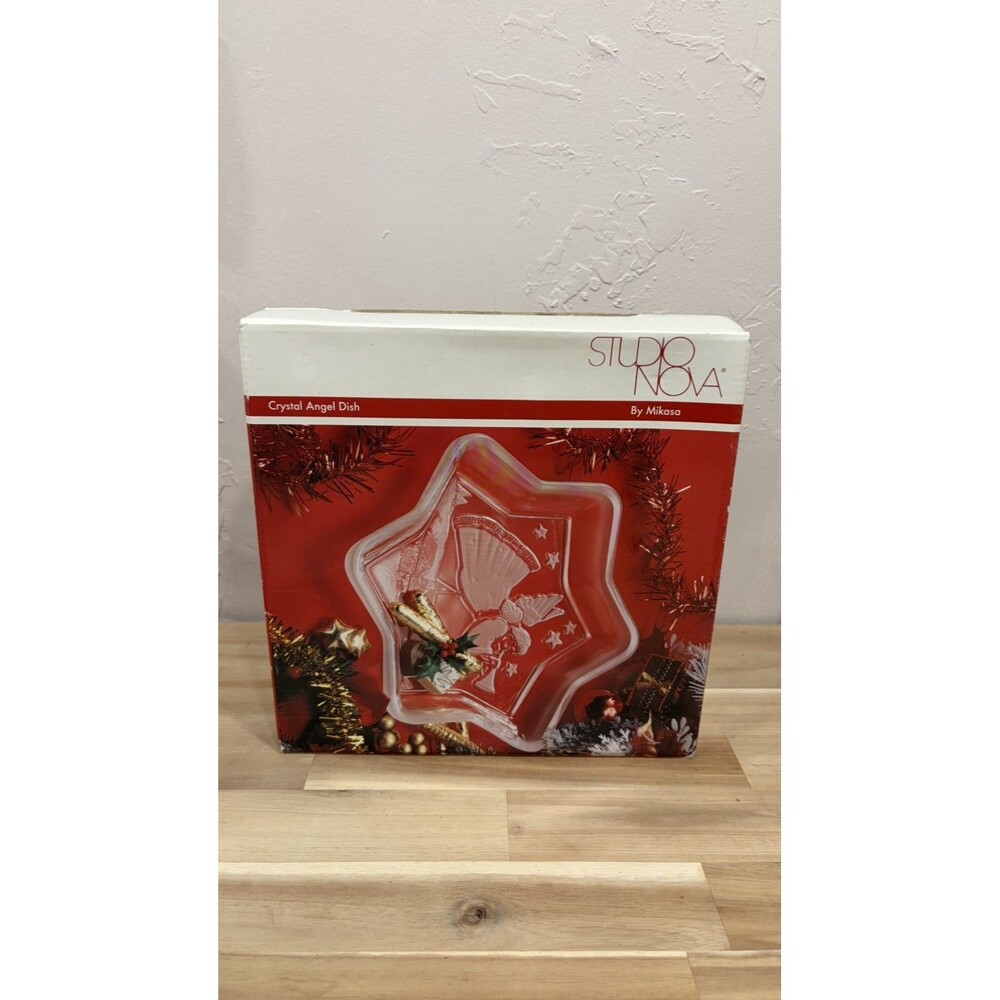 Mikasa Holiday Christmas Angel Horn 6 Point Star Shaped Candy Dish 9.25"